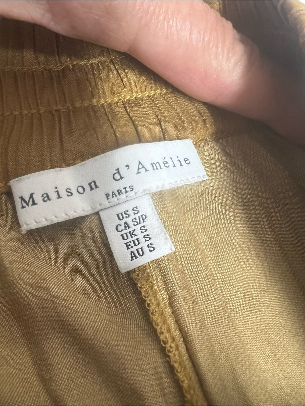 Maison d’Amélie Silky Wide Leg Palazzo Pants Gold Size S – NWOT - Picture 3 of 3